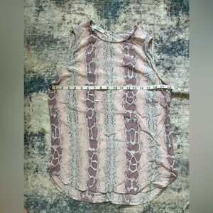 Equipment FEMME Pink and Gray Snake Print 100% Silk Top
